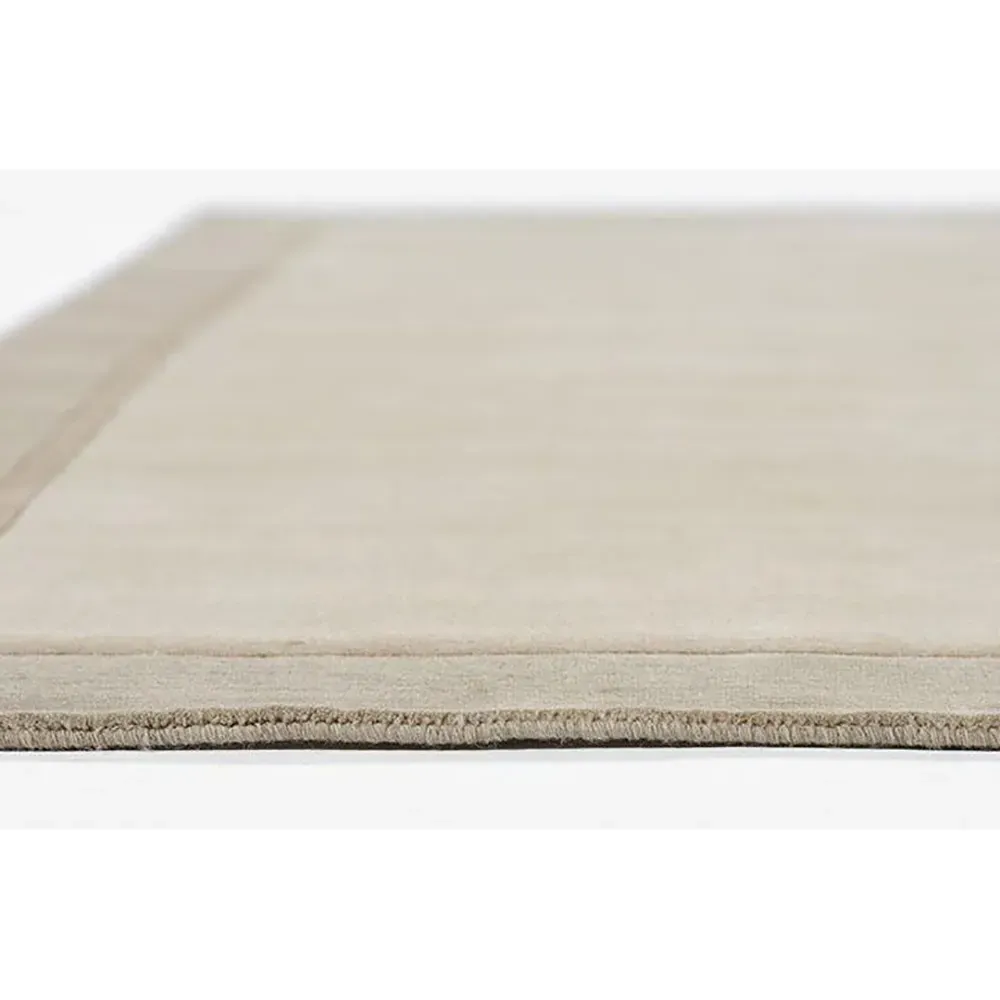 Luka Border Solid Rug - Taupe, Wool
