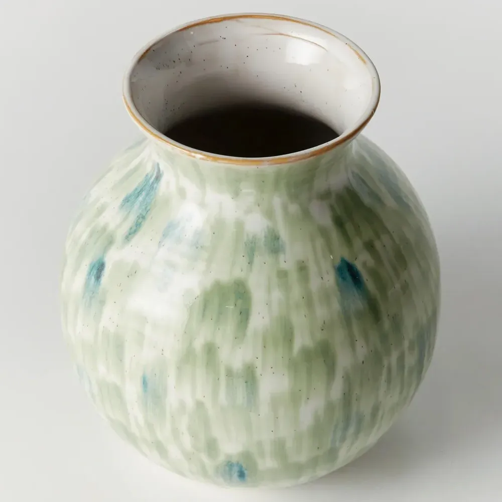 Luka Round Bud Decorative Table Vase - Green, Stoneware