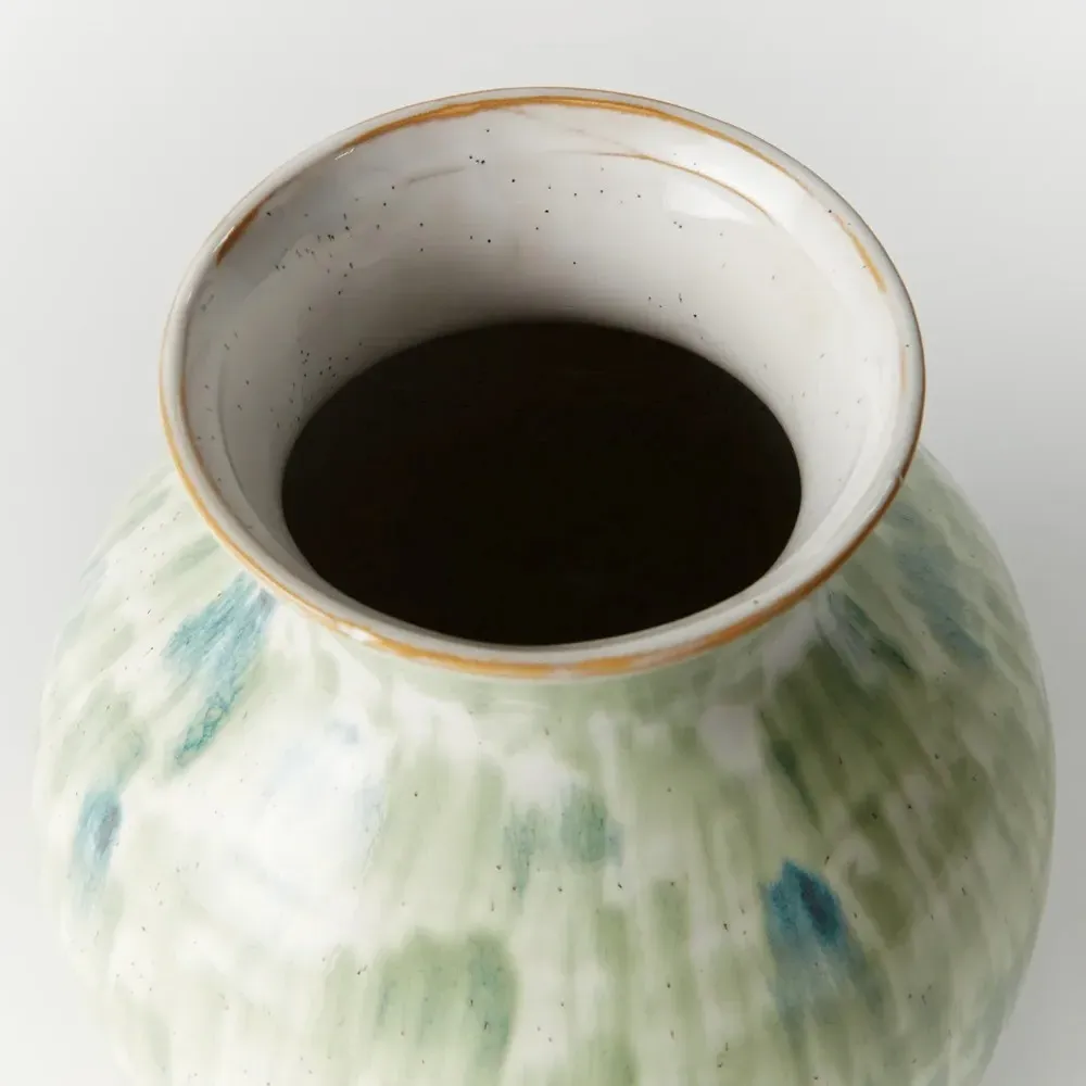 Luka Round Bud Decorative Table Vase - Green, Stoneware