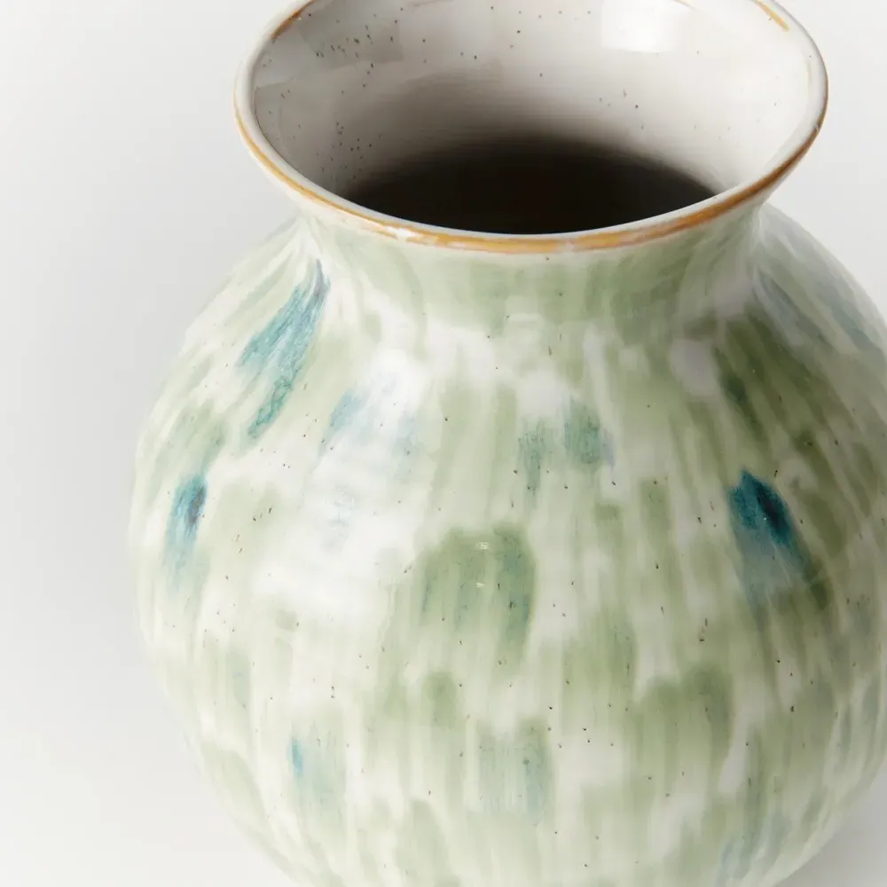 Luka Round Bud Decorative Table Vase - Green, Stoneware