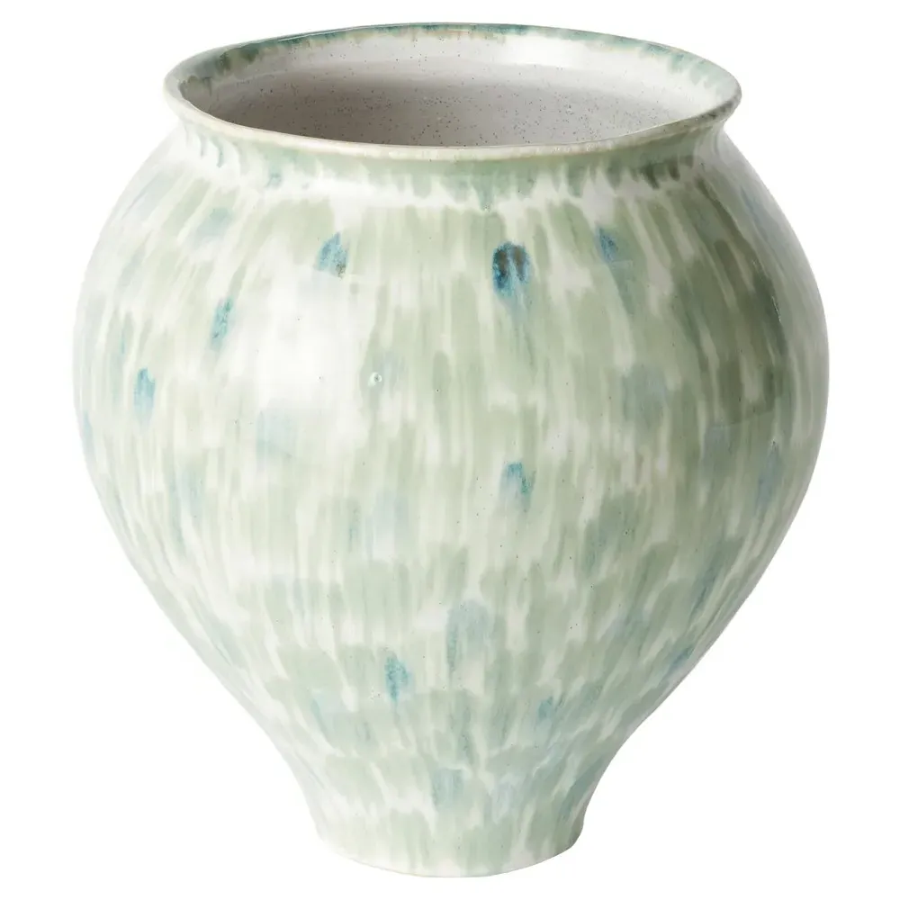 Luka Round Decorative Table Vase Large - Green, Stoneware