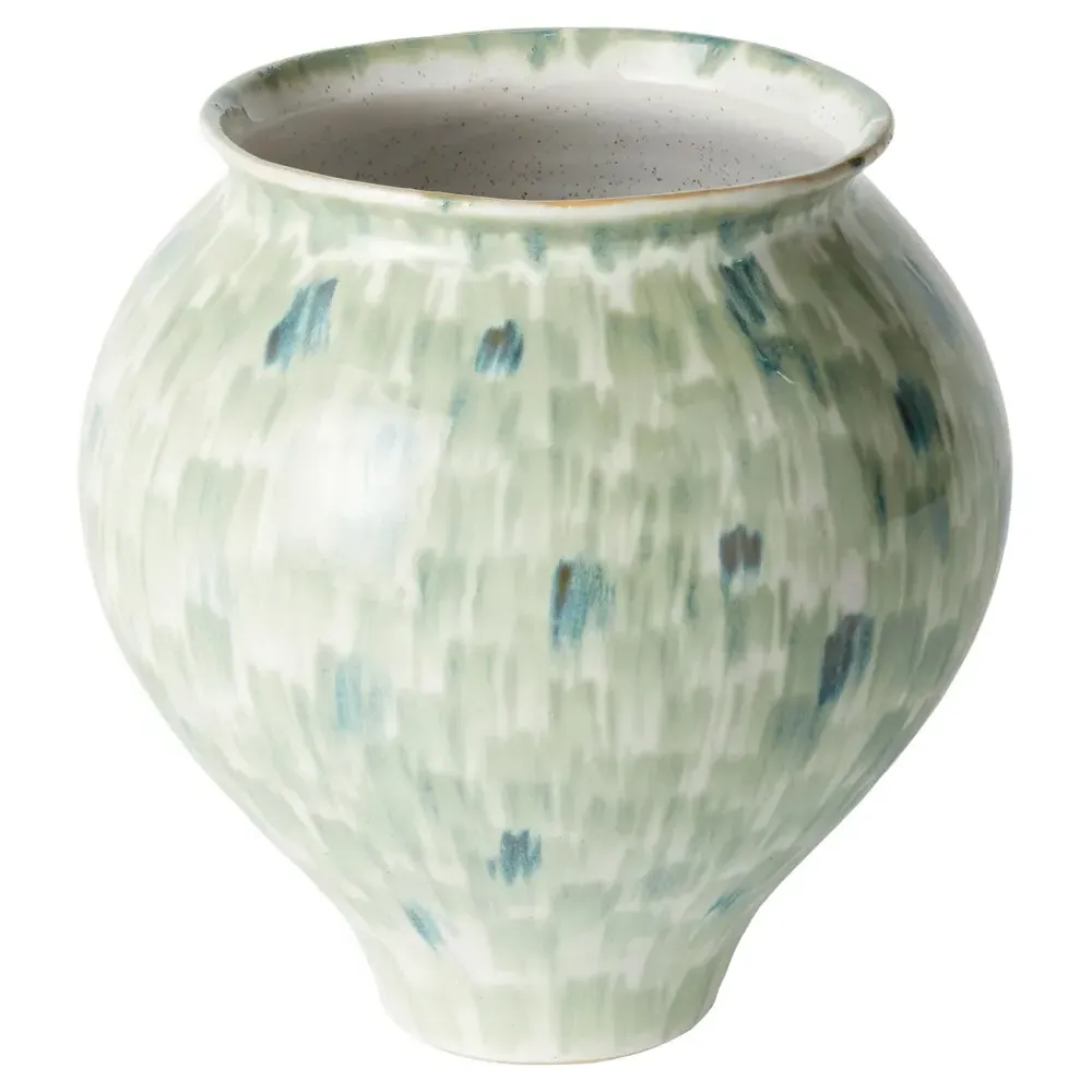 Luka Round Decorative Table Vase Small - Green, Stoneware