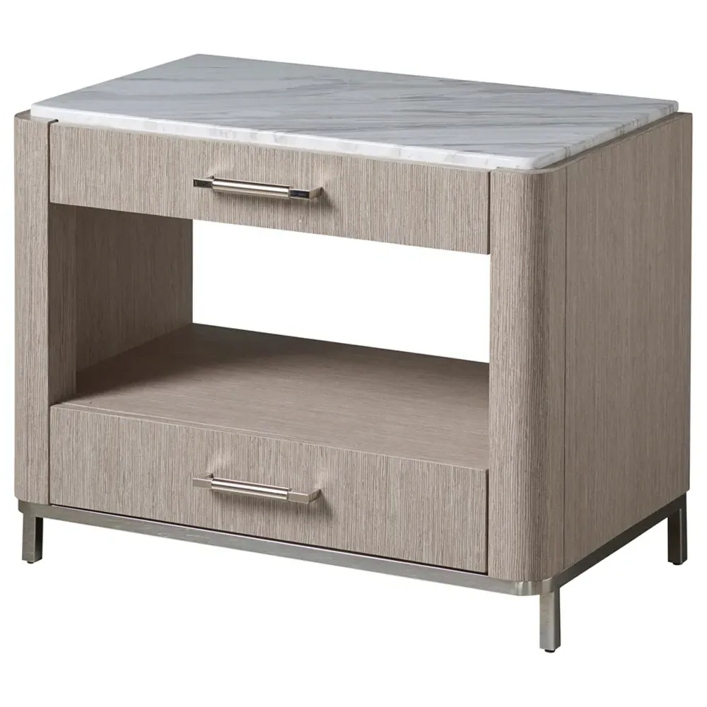 Luke 2 Drawer Nightstand - White, Stone