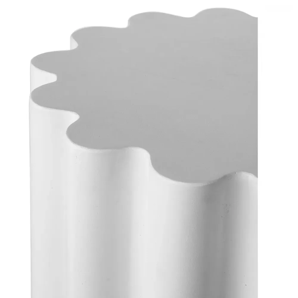 Luke Outdoor Side Table - White, Concrete