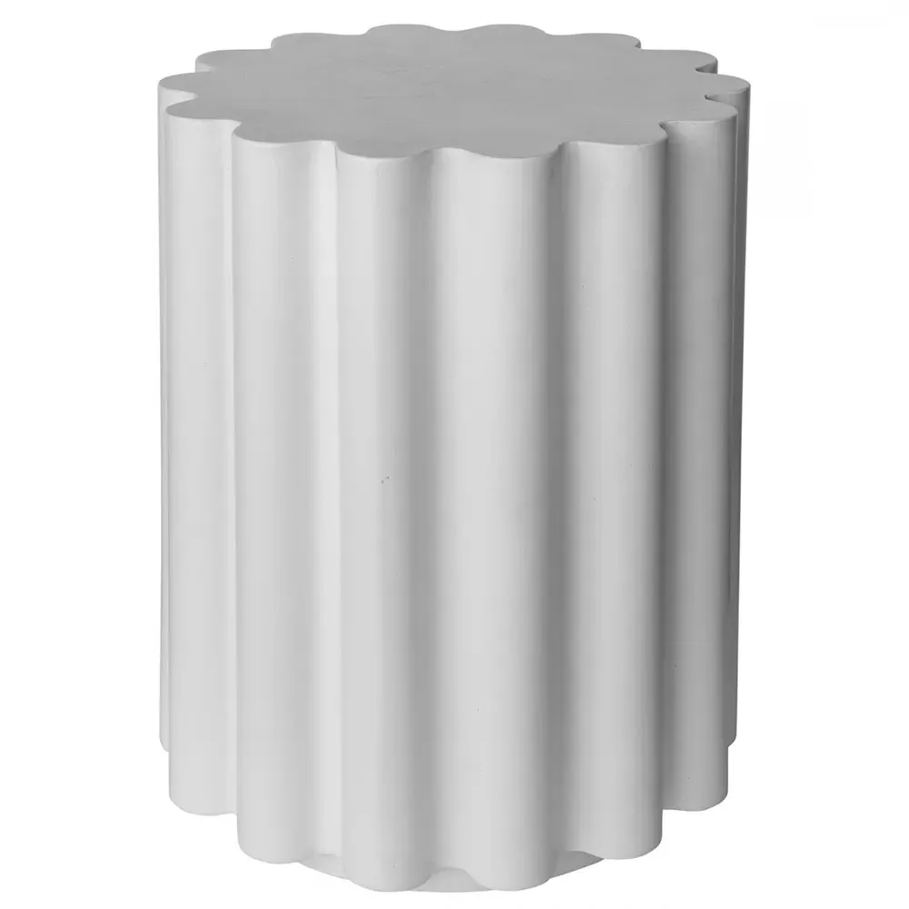 Luke Outdoor Side Table - White, Concrete