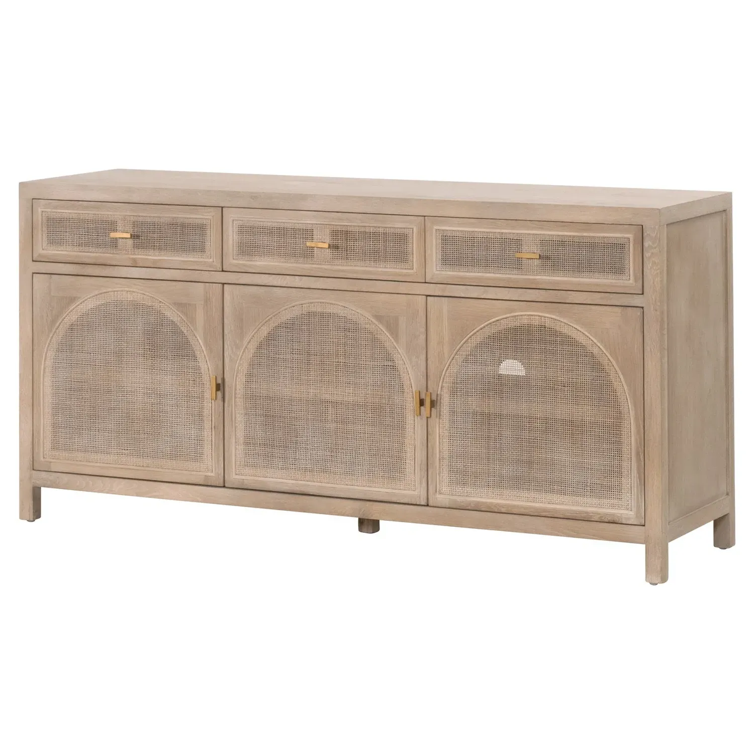 Lulu Arched Woven Cane Sideboard - Brown, Oak