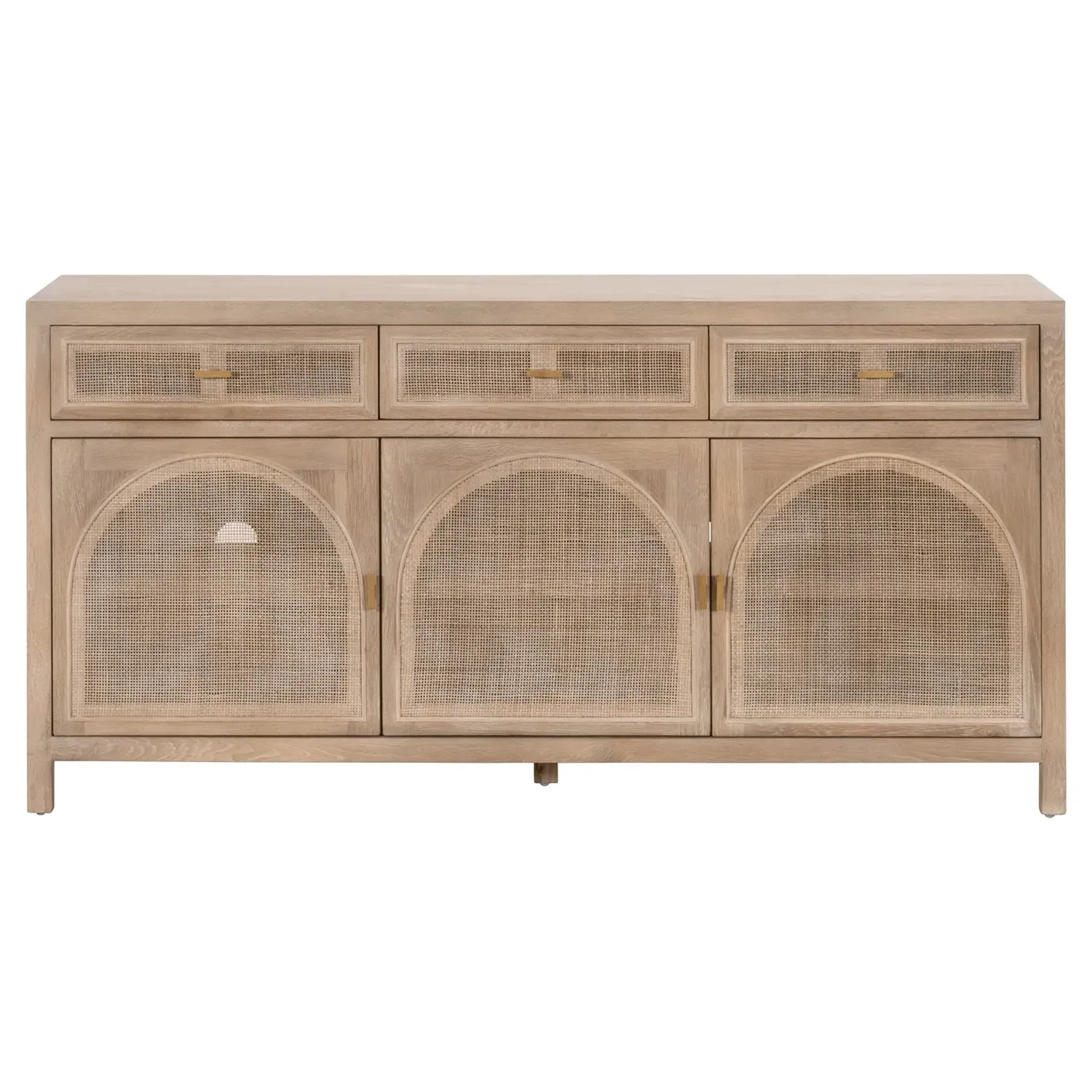 Lulu Arched Woven Cane Sideboard - Brown, Oak image