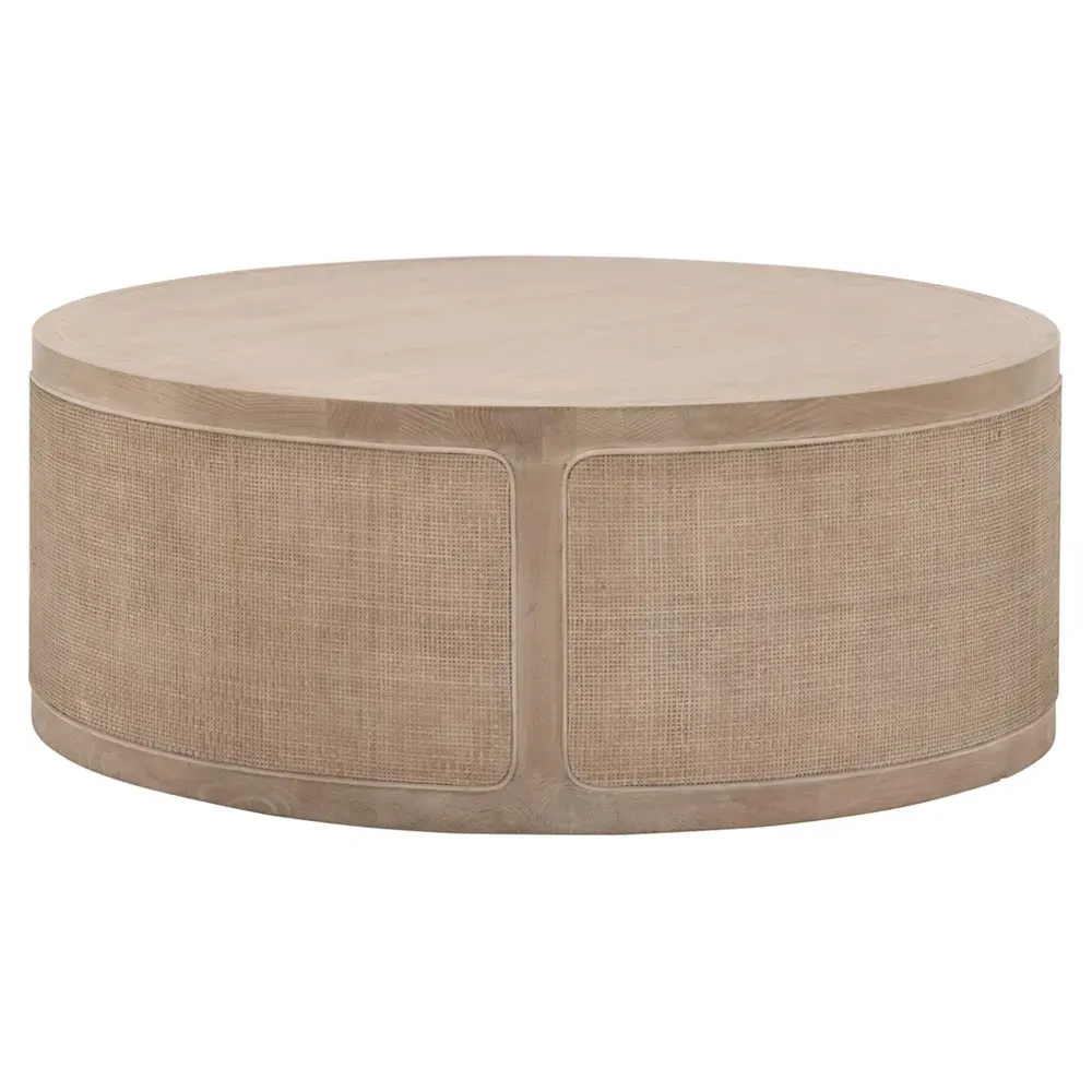 Lulu Round Drum Coffee Table - Grey, Oak