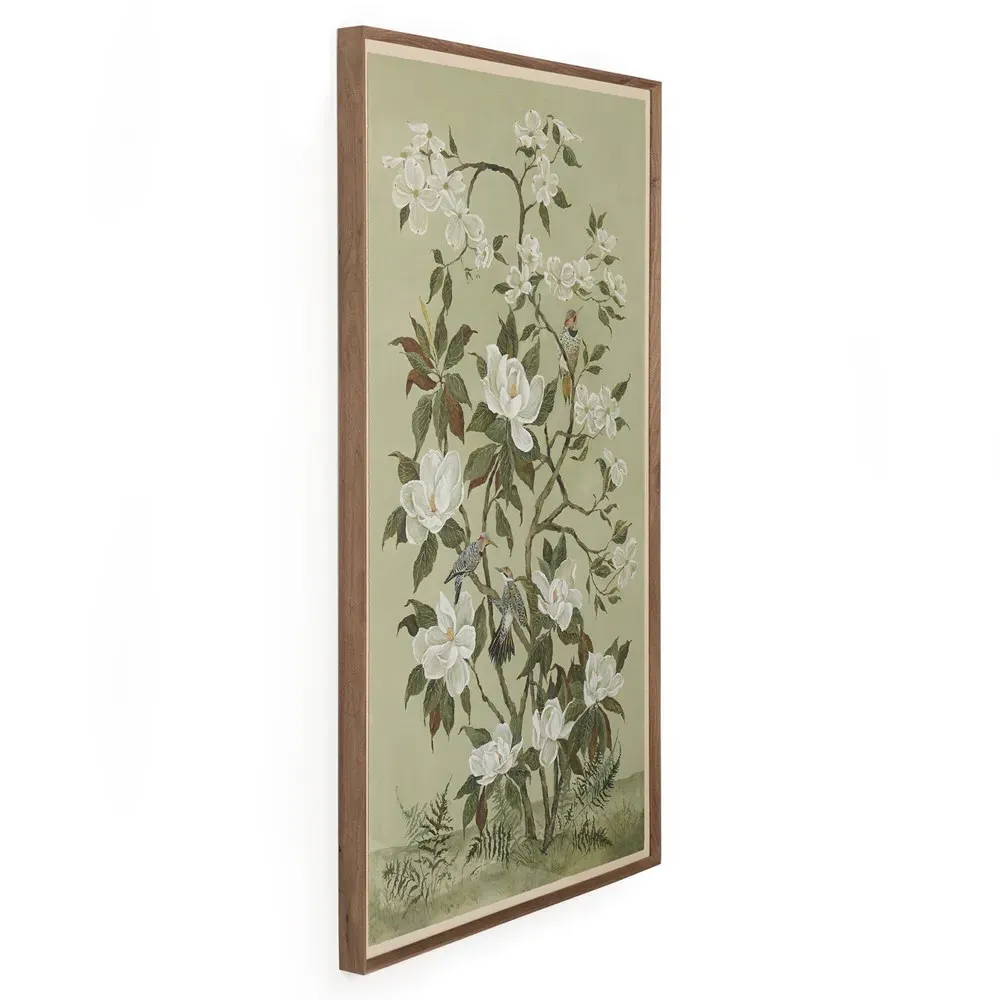 Lumi Green Floral Chinoiserie Wall Art - Brown, Walnut
