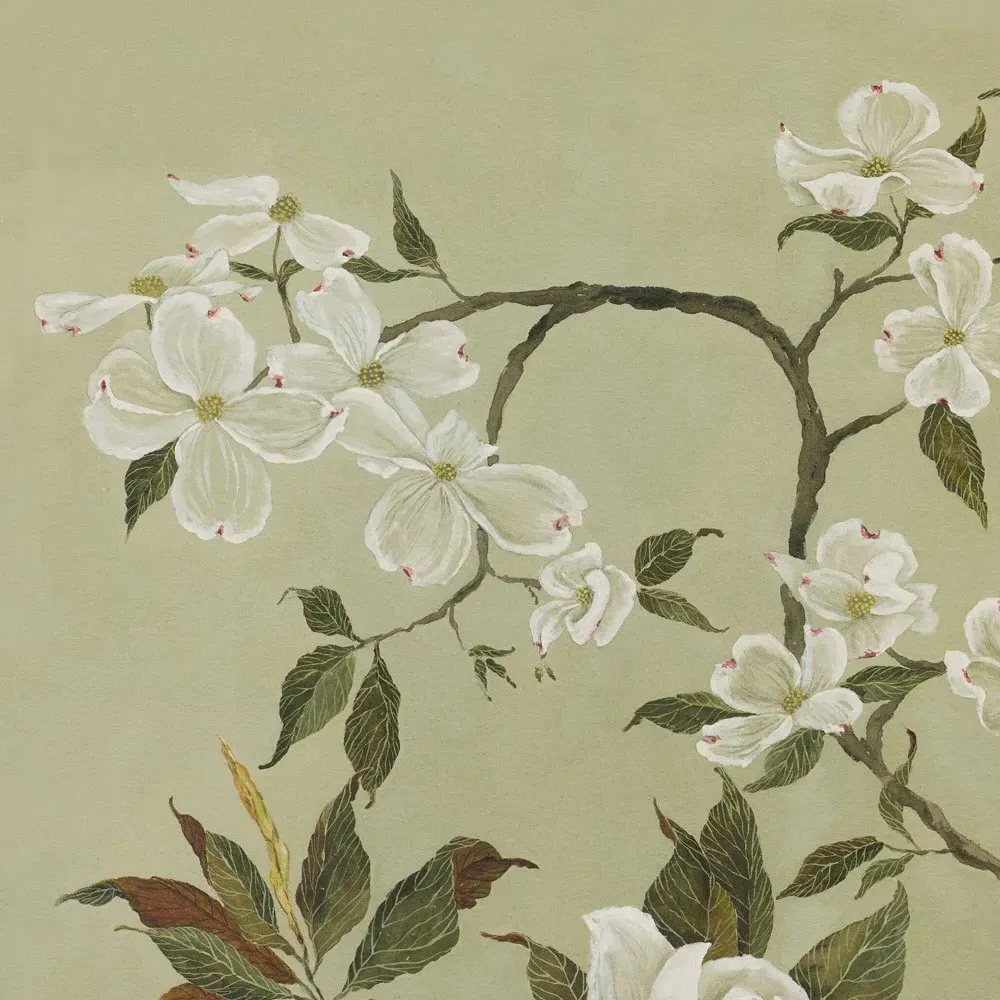 Lumi Green Floral Chinoiserie Wall Art - Brown, Walnut