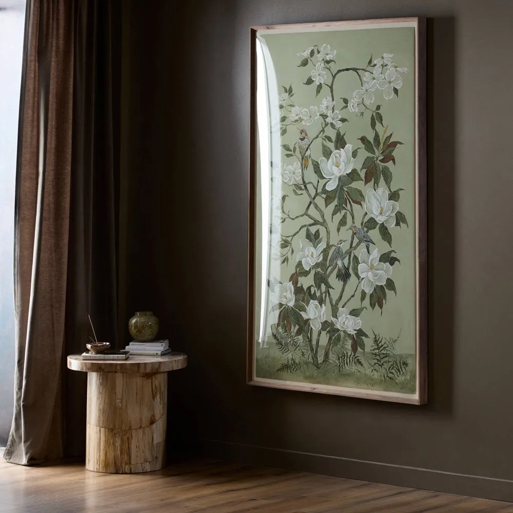 Lumi Green Floral Chinoiserie Wall Art - Brown, Walnut