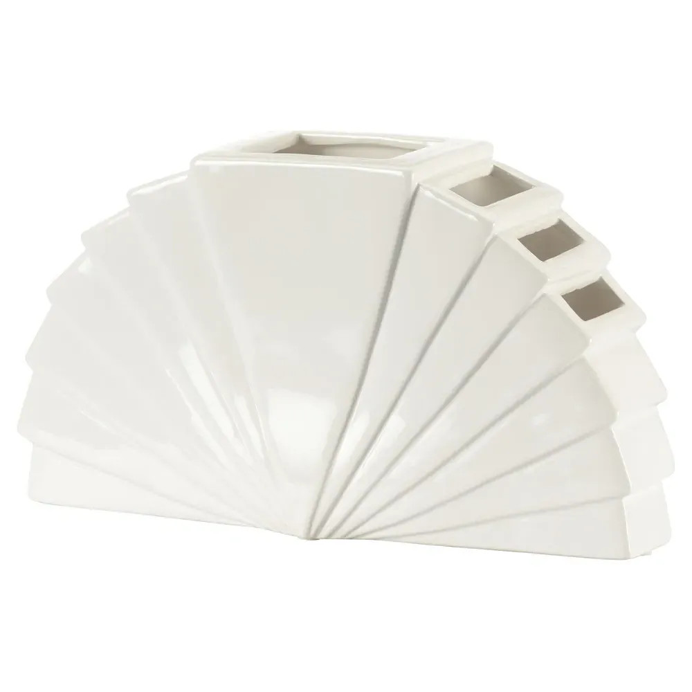 Lumi Large Fan Table Vase - White, Ceramic