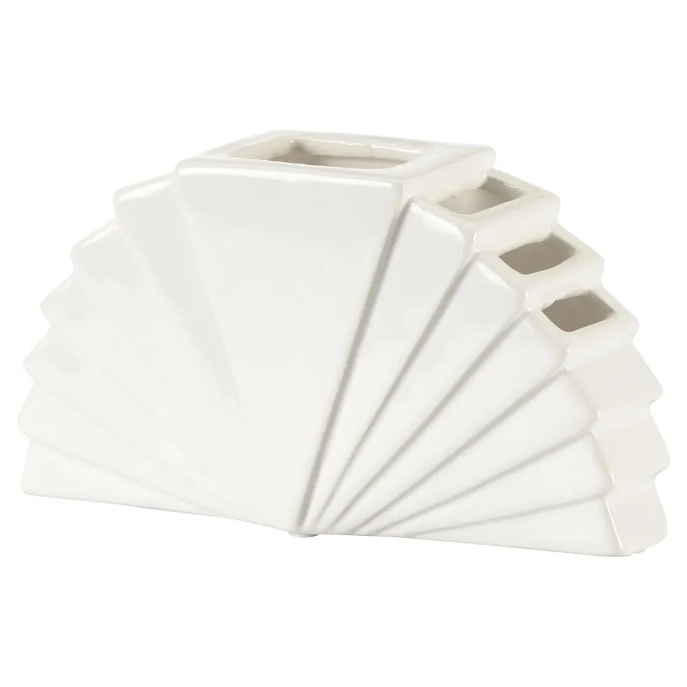 Lumi Small Fan Table Vase - White, Ceramic