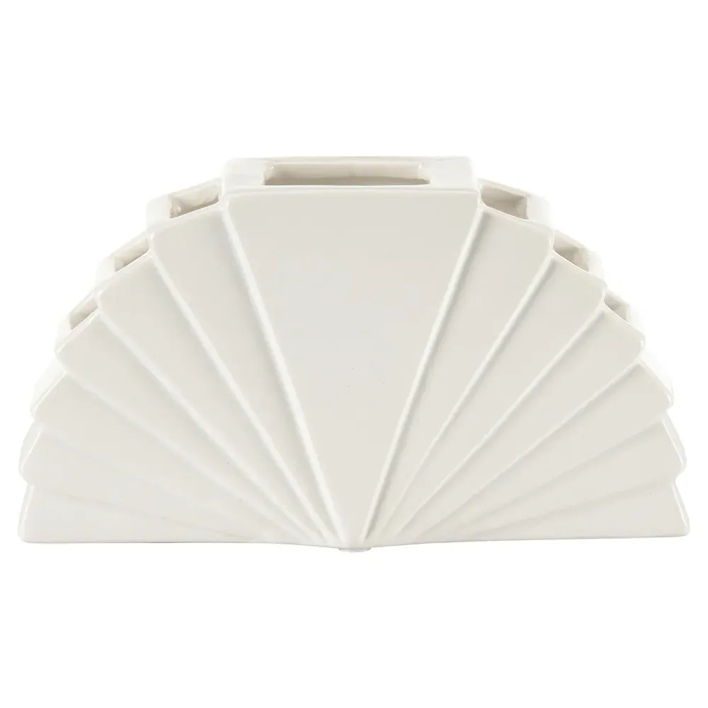 Lumi Small Fan Table Vase - White, Ceramic image