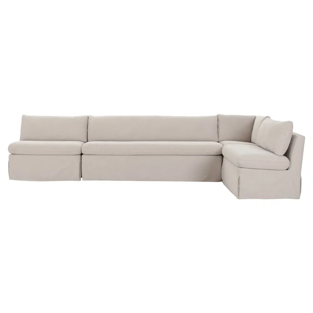 Lumiel L-Shaped Dining Banquette - Beige, Polyester