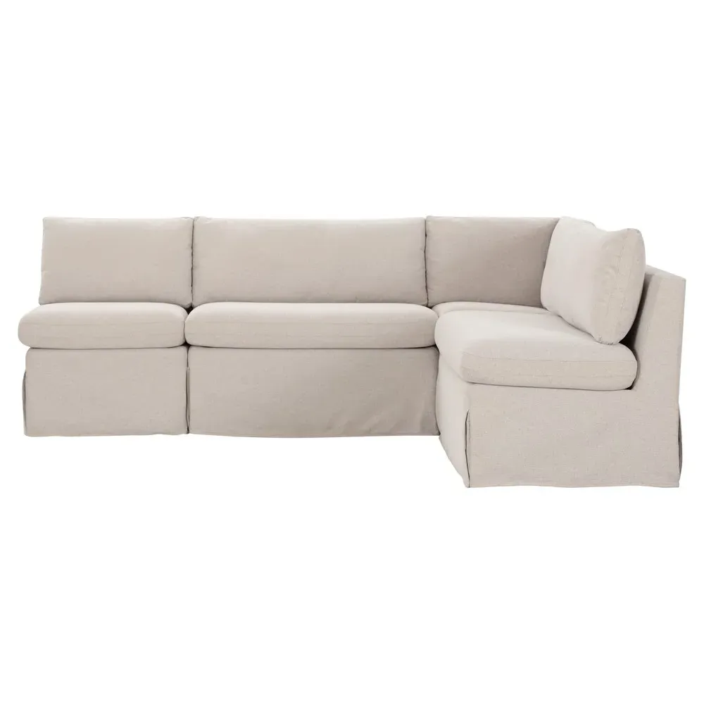 Lumiel L-Shaped Dining Banquette - Beige, Polyester