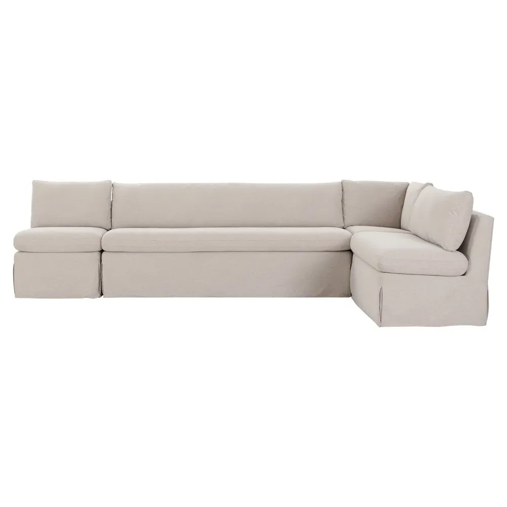 Lumiel L-Shaped Dining Banquette - Beige, Polyester