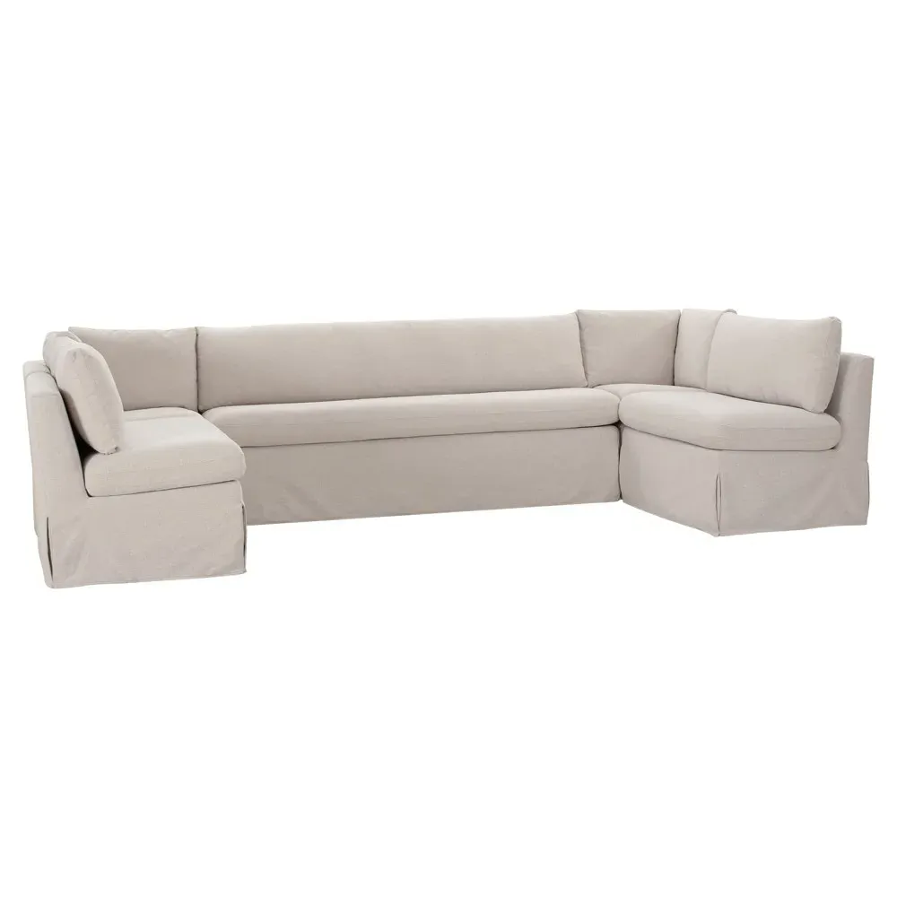 Lumiel U-Shaped Dining Banquette - Beige, Polyester