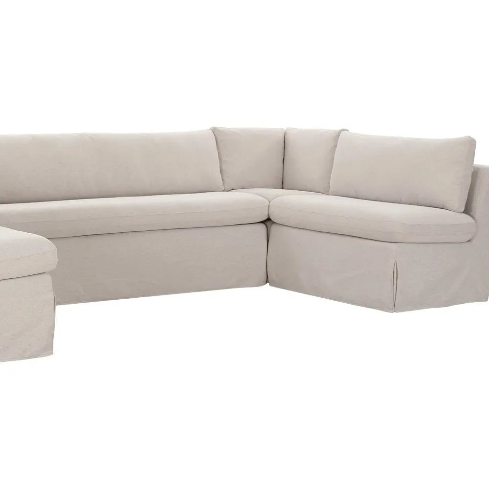 Lumiel U-Shaped Dining Banquette - Beige, Polyester