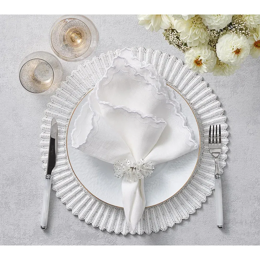 Lumina Glass Beaded Placemat Set of 2 - White