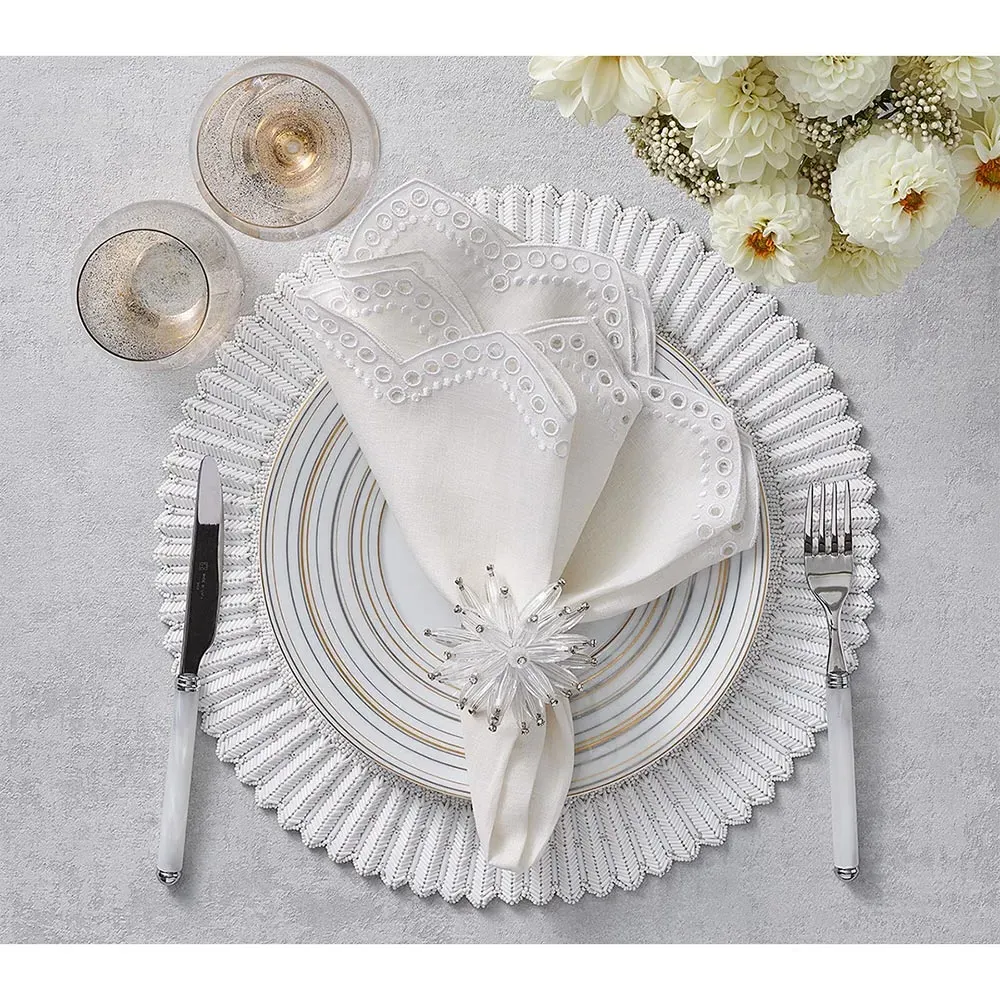 Lumina Glass Beaded Placemat Set of 2 - White