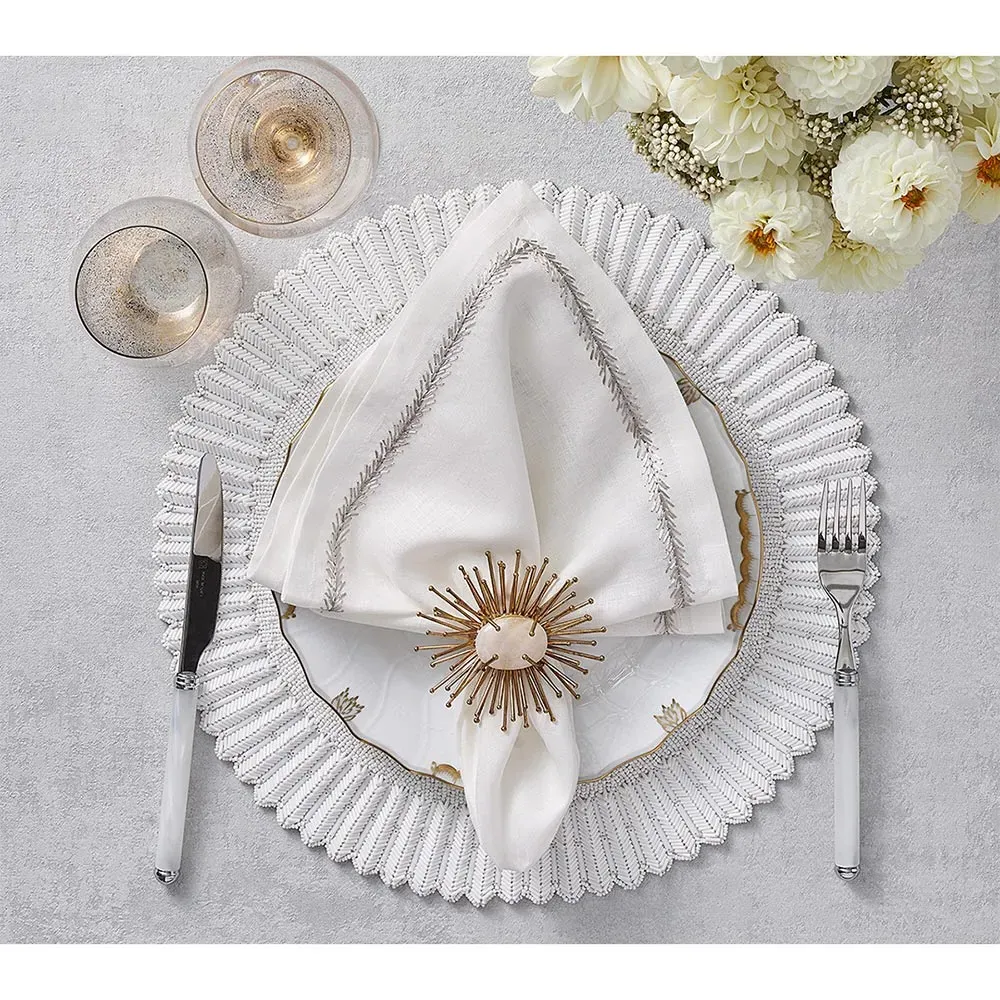 Lumina Glass Beaded Placemat Set of 2 - White