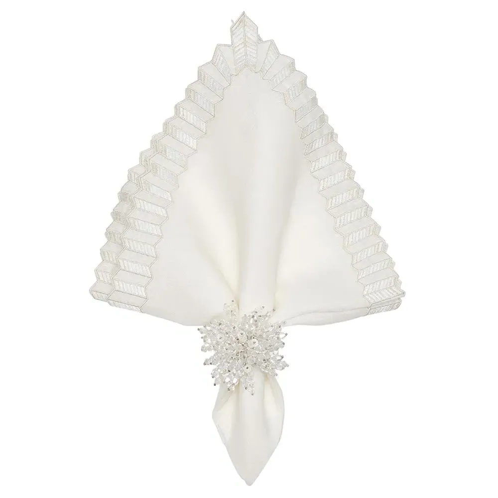 Lumina Ridged Edge Linen Napkin Set of 4 - White