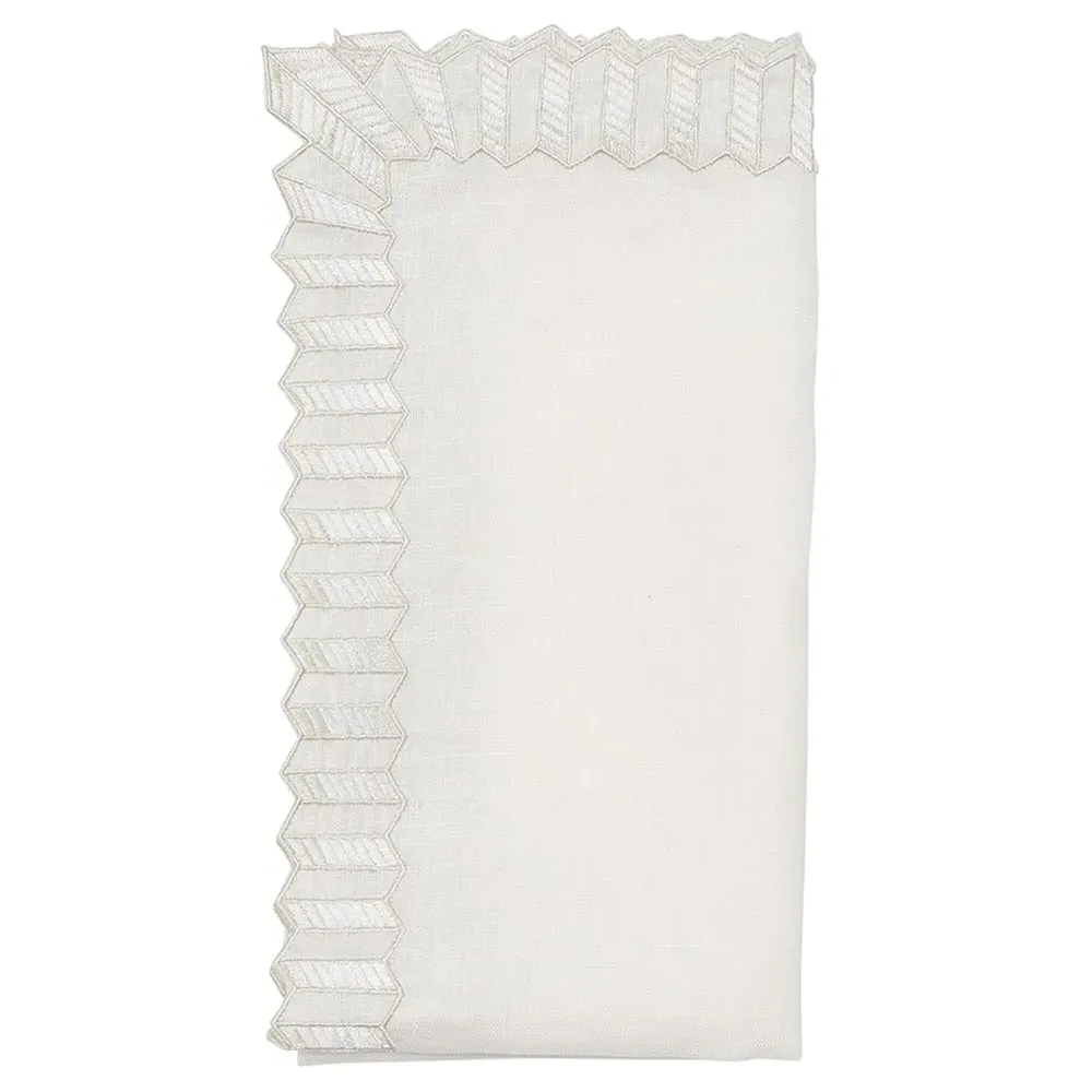 Lumina Ridged Edge Linen Napkin Set of 4 - White