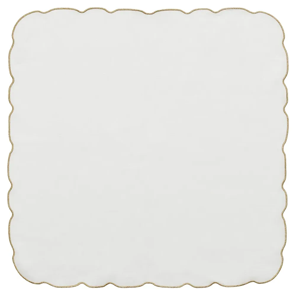 Luminance Gold Trim Linen Napkin Set of 4 - White