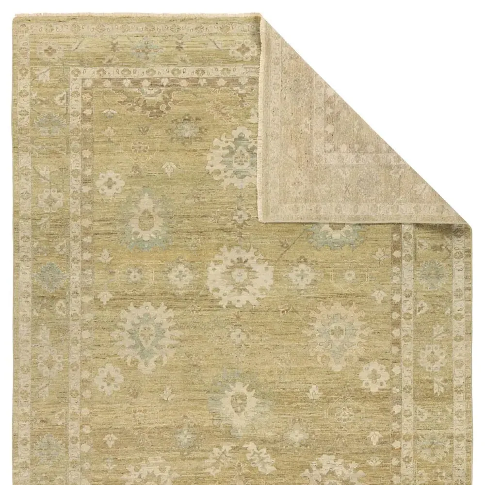 Lumira Sample Floral Patterned Hand Knotted Rug - Green, Wool