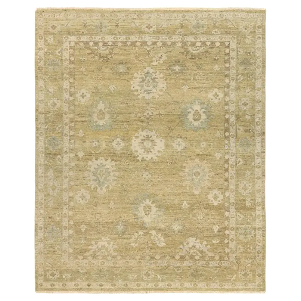 Lumira Sample Floral Patterned Hand Knotted Rug - Green, Wool image