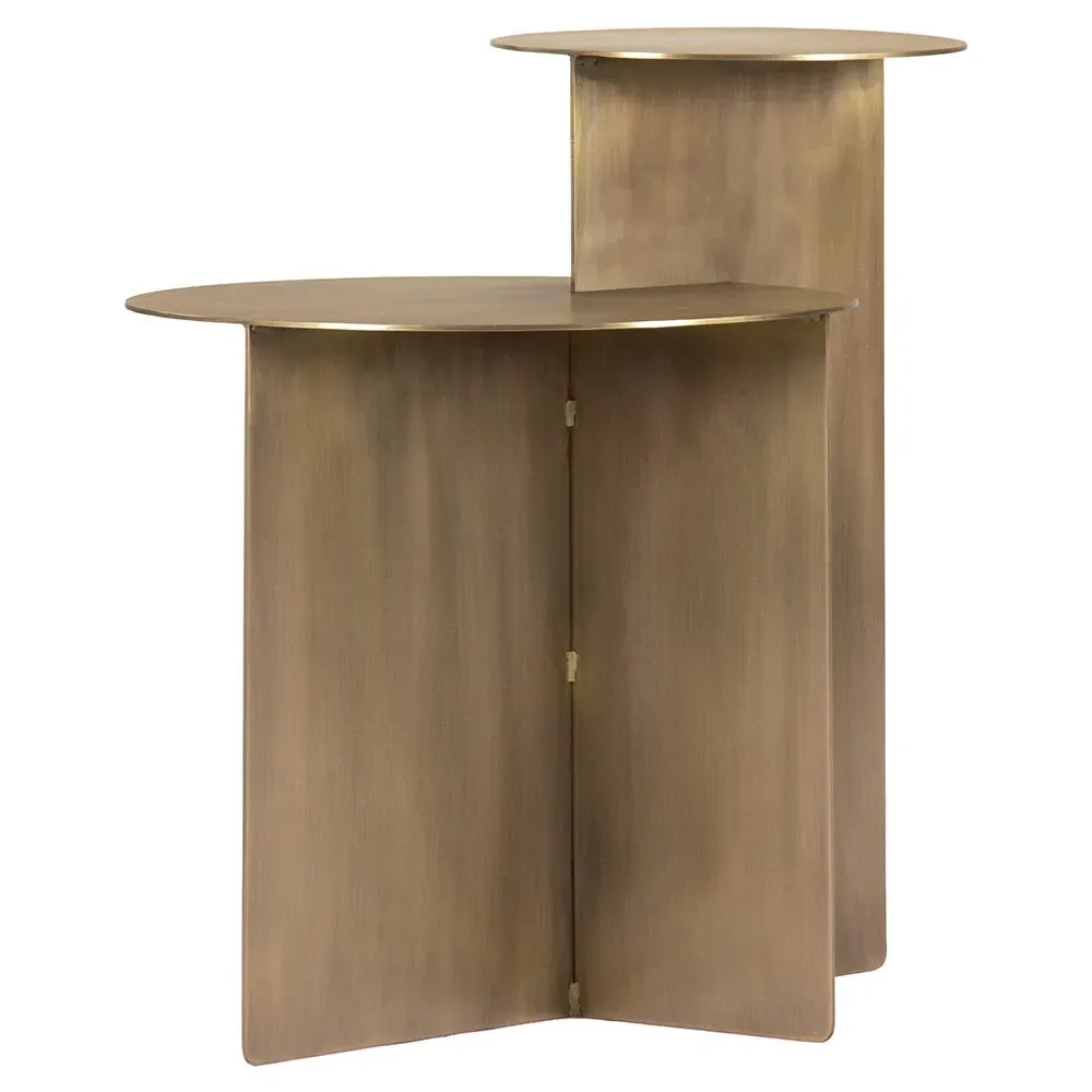 Lunar Round Side Table - Aged Brass, Steel