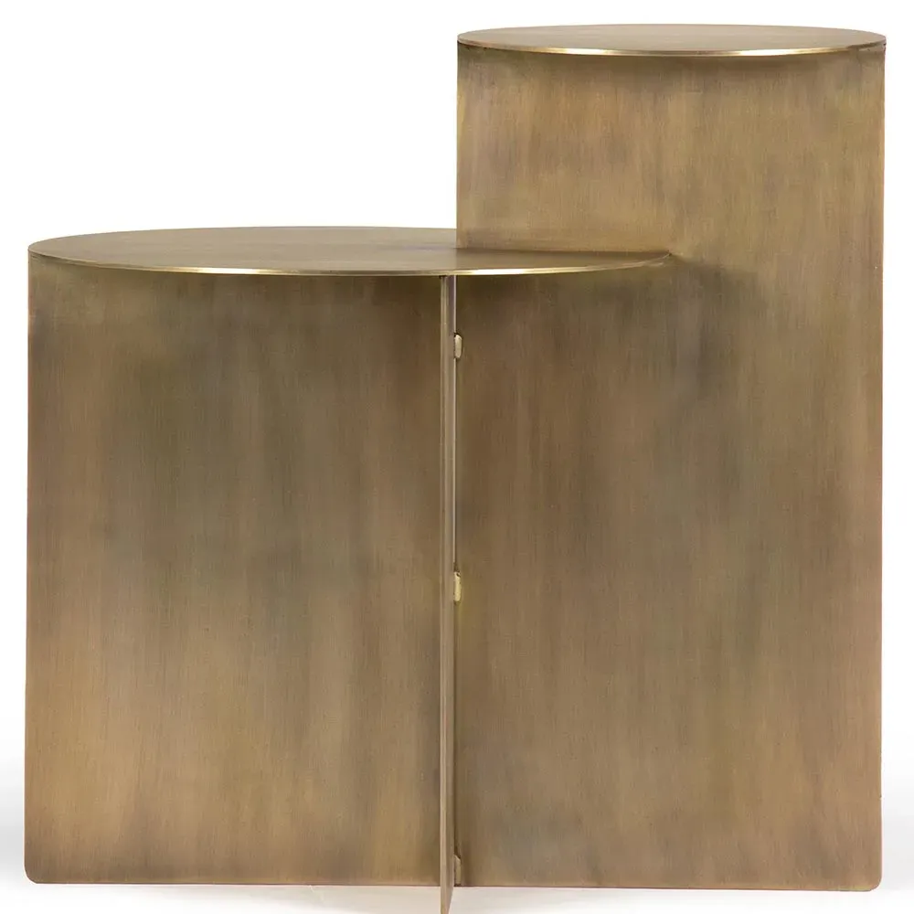 Lunar Round Side Table - Aged Brass, Steel