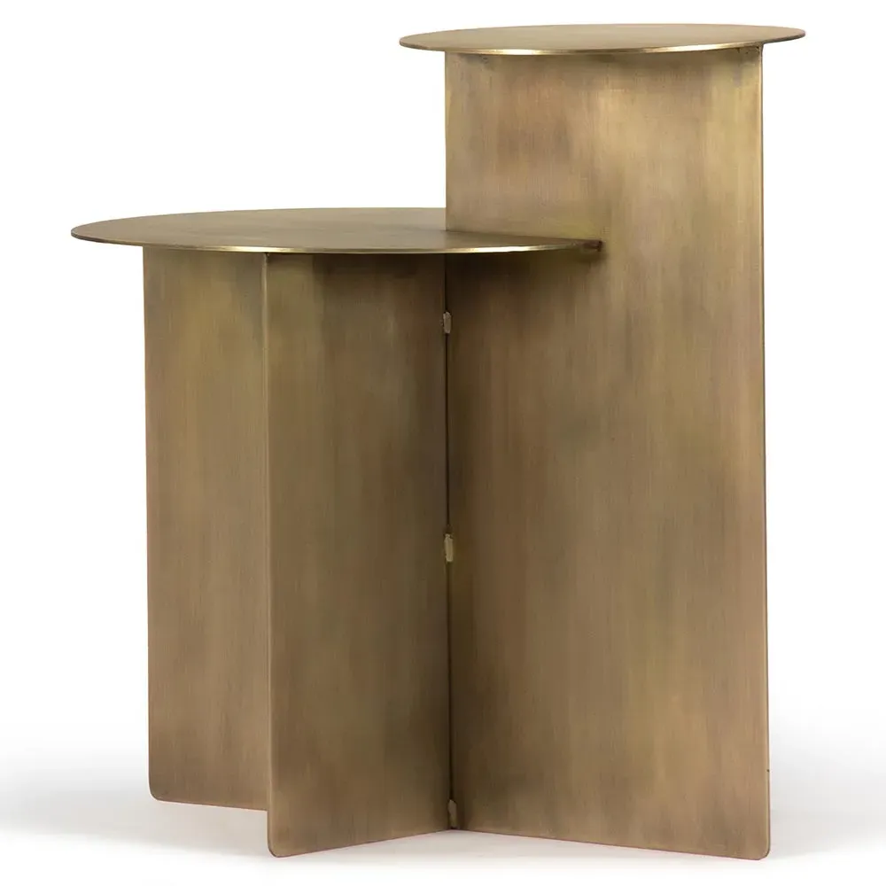 Lunar Round Side Table - Aged Brass, Steel