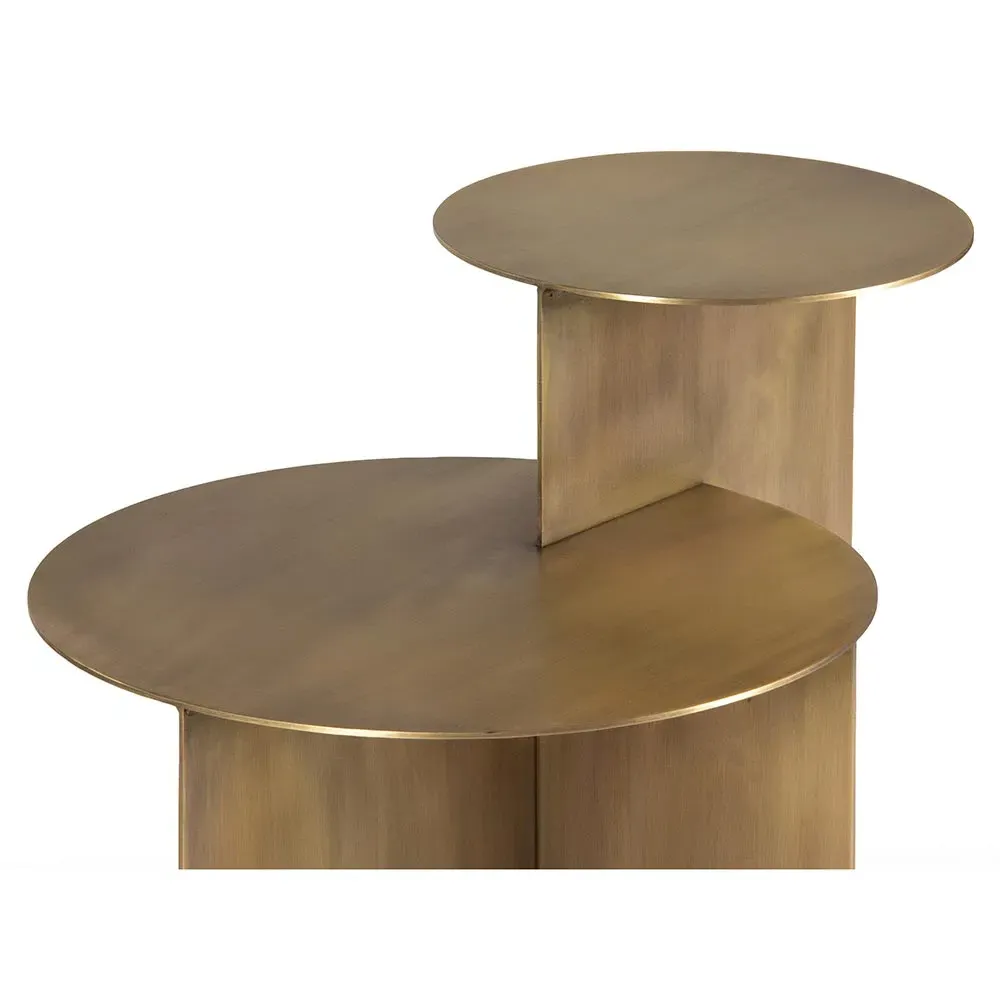Lunar Round Side Table - Aged Brass, Steel