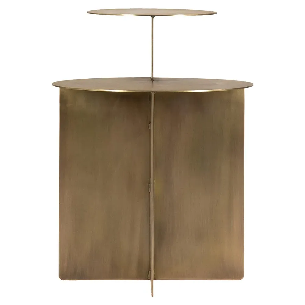Lunar Round Side Table - Aged Brass, Steel