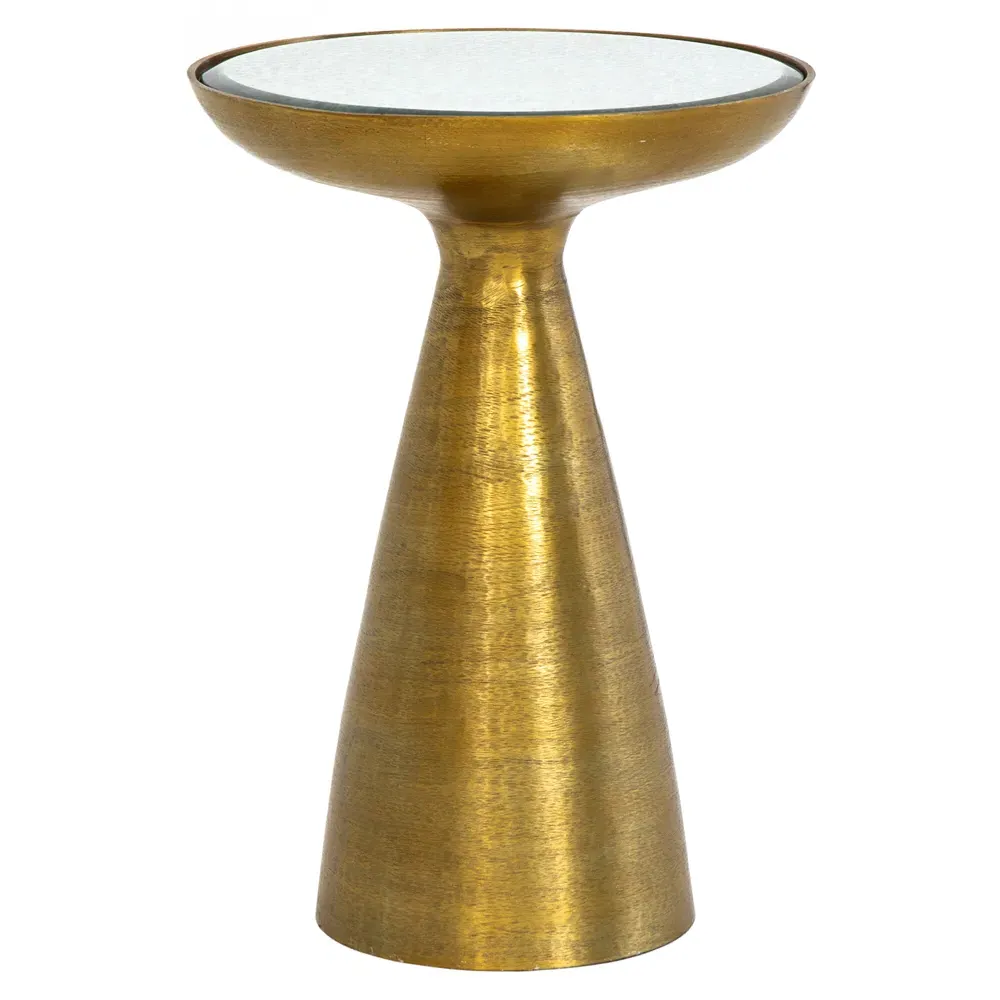 Lupe Round Side Table - Gold, Glass
