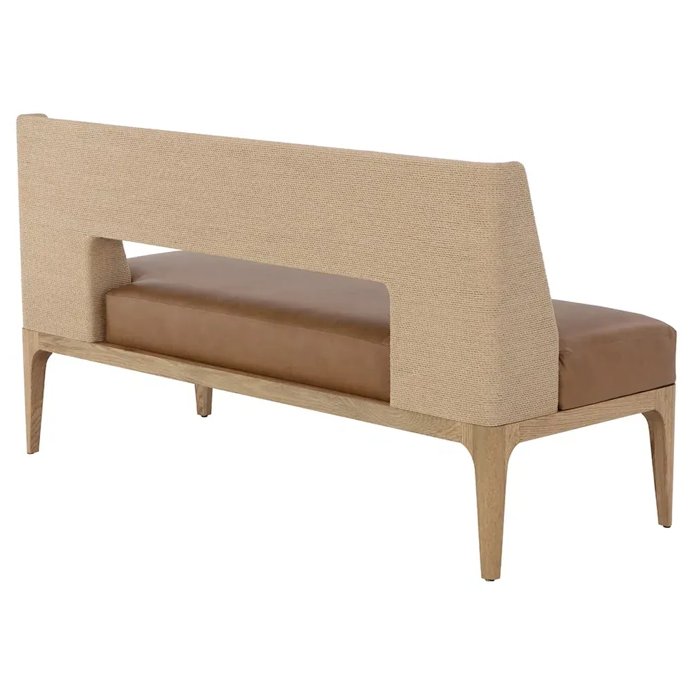 Luther Woven Rope Back Bench - Cognac, Oak