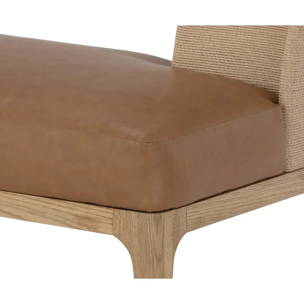 Luther Woven Rope Back Bench - Cognac, Oak