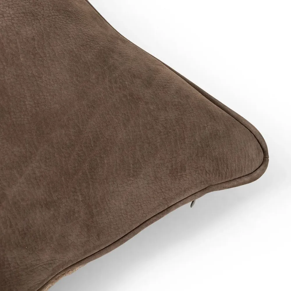 Luthira Lumbar Pillow - Dark Brown, Leather
