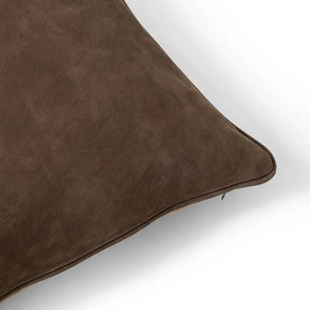 Luthira Throw Pillow - Dark Brown, Leather