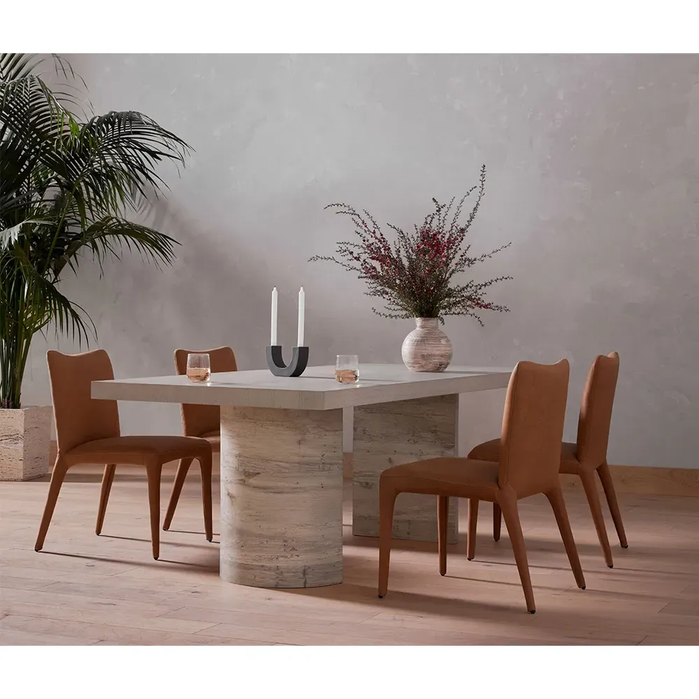 Luvinia Upholstered Dining Side Chair - Camel, Leather