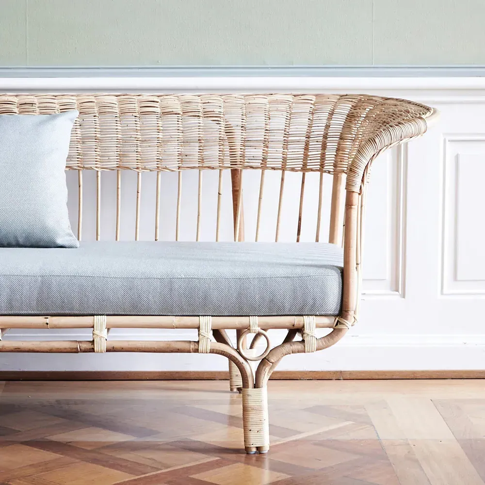 Lyan Woven Rattan Frame Sofa - Grey