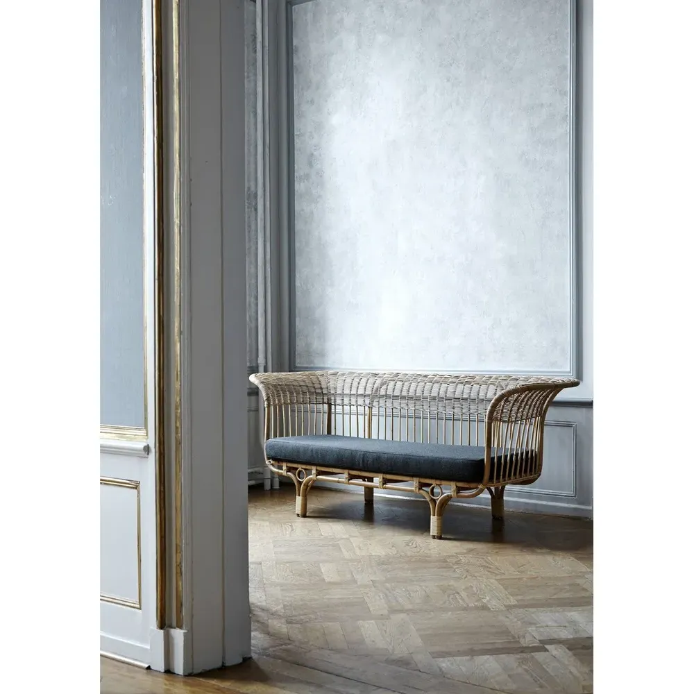 Lyan Woven Rattan Frame Sofa - Grey