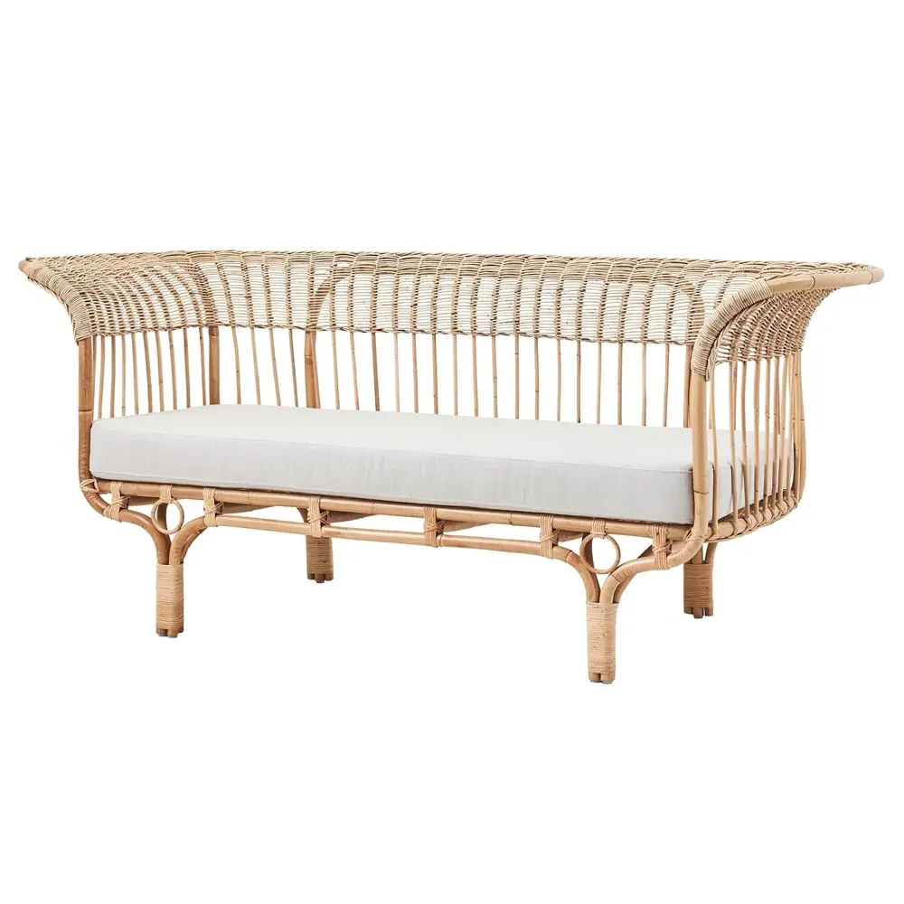 Lyan Woven Rattan Frame Sofa - Grey