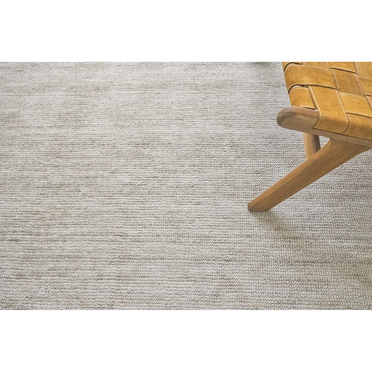 Lydia Solid Rug Sample - Beige, Wool