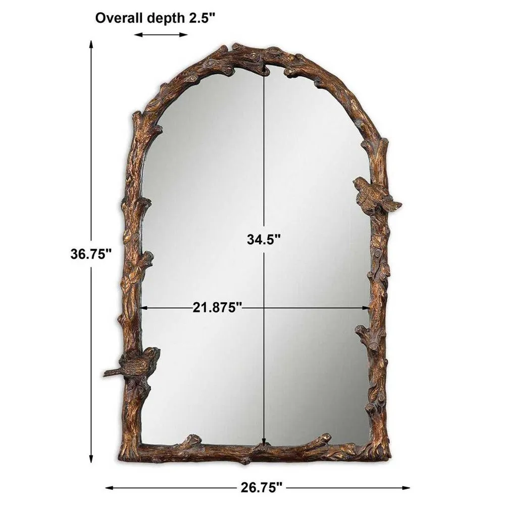 Lylah Arched Wall Mirror - Gold, Metal