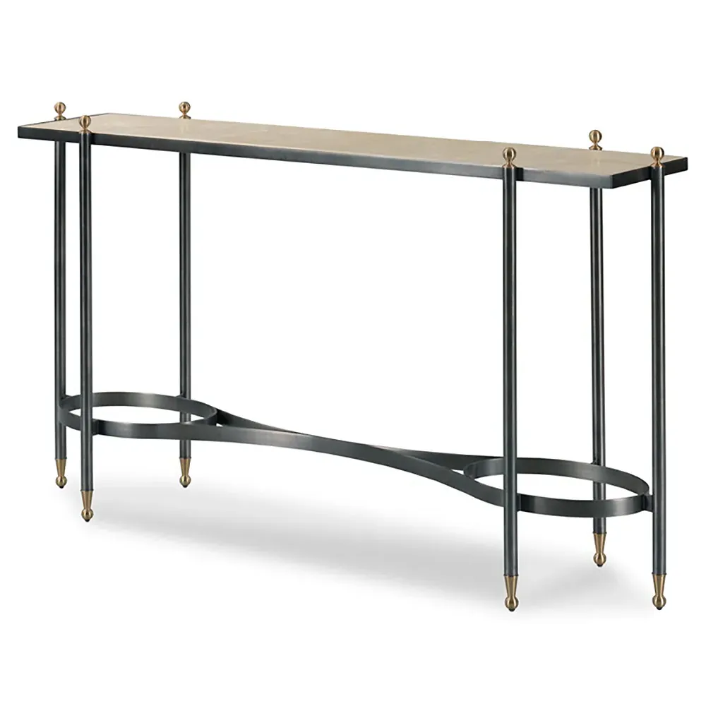Lyle Finial Console Table - Beige, Marble