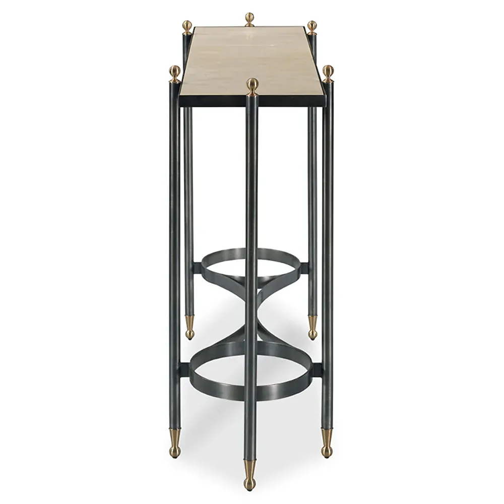 Lyle Finial Console Table - Beige, Marble