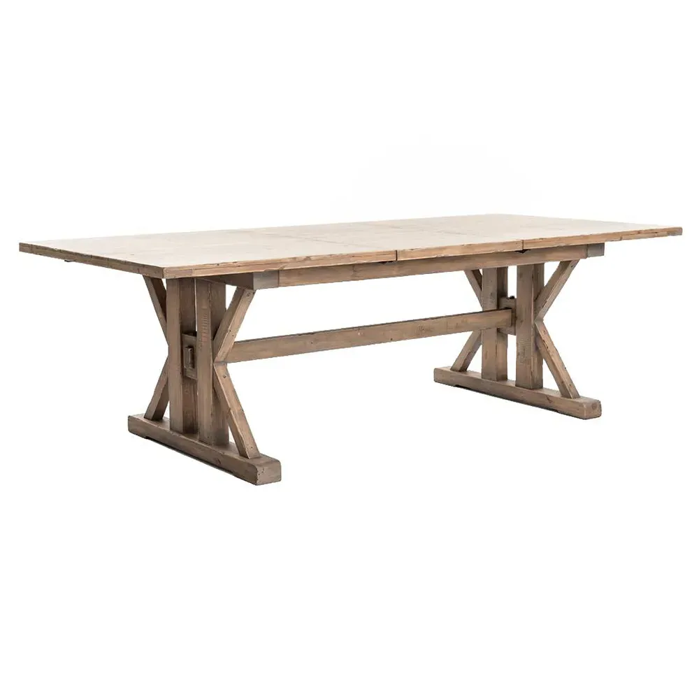 Lyle Lodge Trestle Extendable Dining Table - Brown, Reclaimed Pine